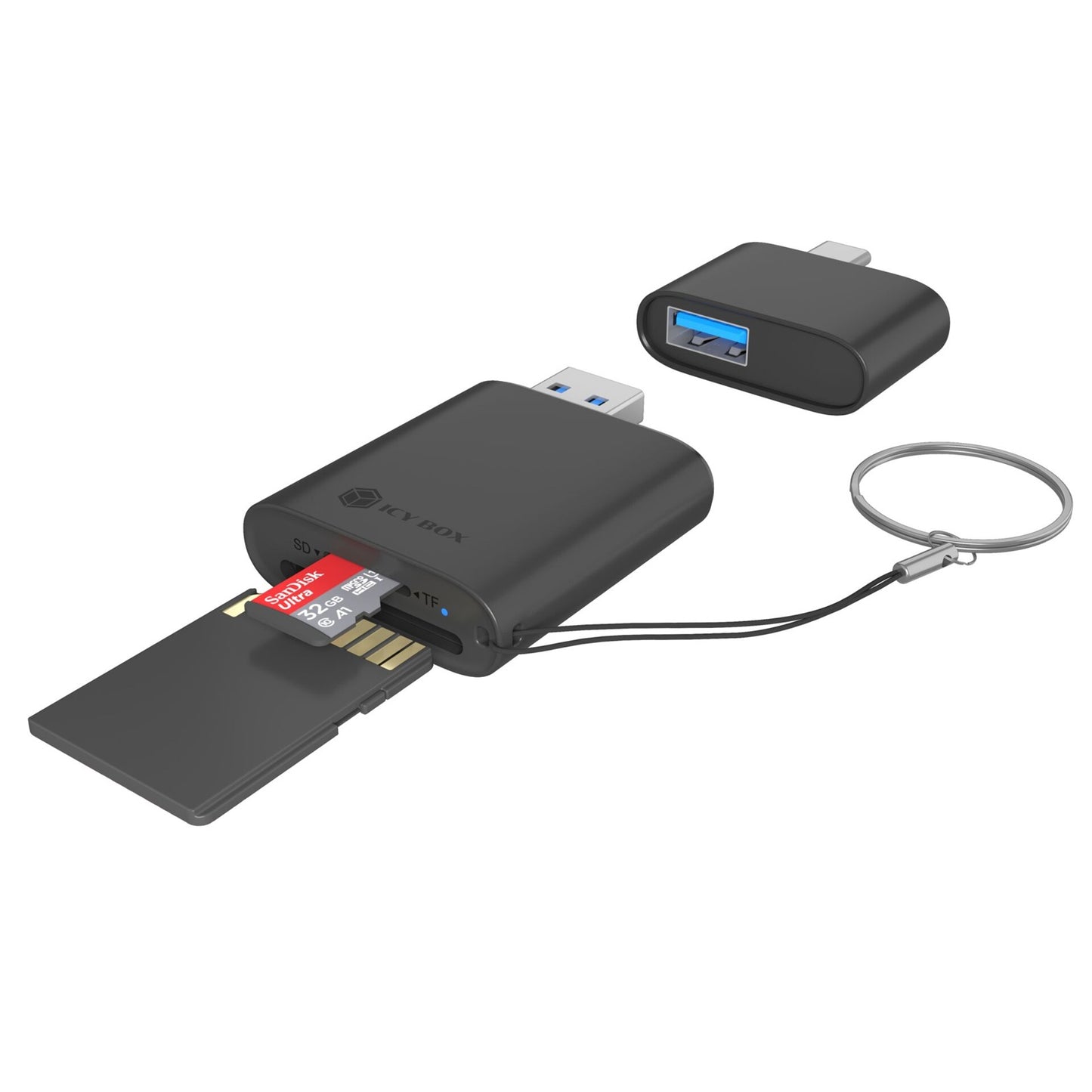 ICY BOX Kartenlesegerät | 2-in-1 | USB-A & USB-C | USB 3.2 | für SD & microSD